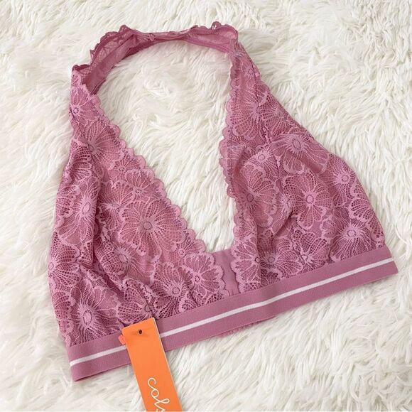 Colsie Pink Halter Lace Bralette - Picture 1 of 4